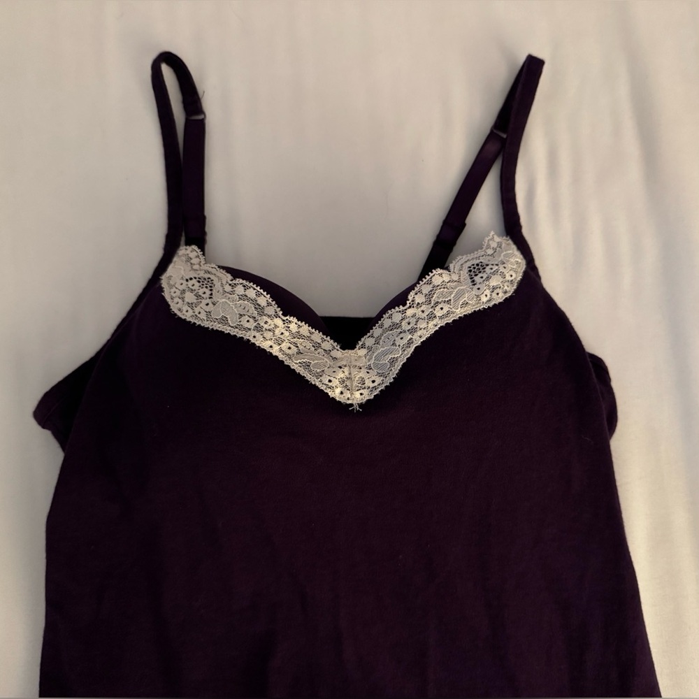 Gillgan & OMalley Women's Tank Top padded Front Purple w/White Sz Medium - Picture 3 of 6